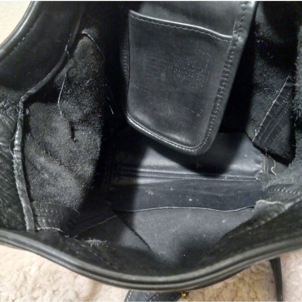 COACH 4156 Black Leather Drawstring Shoulder Bag Belted Pouch from Japan - Picture 7 of 7